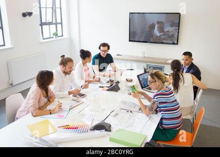 Designers and architects in conference room meeting Stock Photo