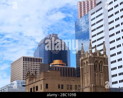 Beautiful summer day city view of different architecture of downtown Houston, Texas. Stock Photo