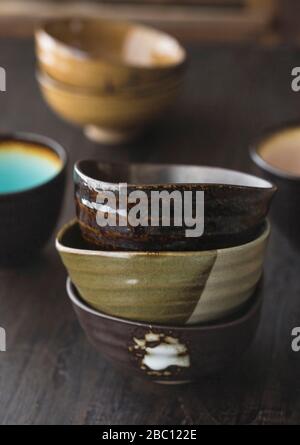 Stack of three different bowls Stock Photo