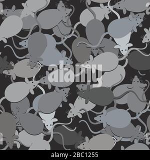 Seamless mouse pattern on a dark background. Vector image Stock Vector