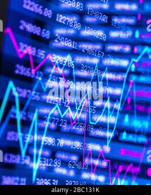 Digital composite of two stock market data displays Stock Photo