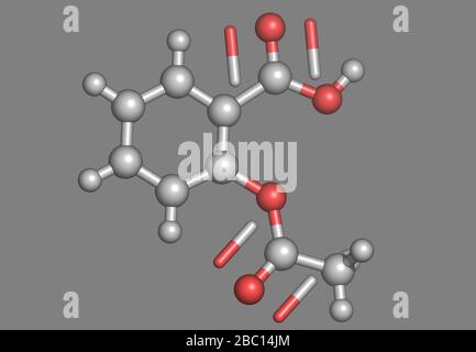 Aspirin molecular model with atoms Stock Photo