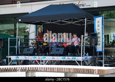 Band Performaing at Festival Market Celebration at Okinawa Day, Spitalfields Market, London, E1 on Saturday 22nd June 2019. Stock Photo