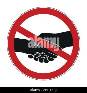 shaking hands prohibited warning sign vector illustration EPS10 Stock Vector