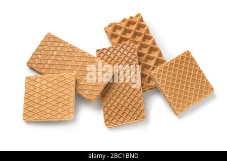 Group of traditional dutch cookie called wafeltje isolated on white background Stock Photo