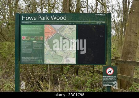 Howe Park Wood noticeboard in Milton Keynes. Stock Photo