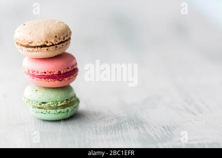 Stack of colorful macaroon cookies Stock Photo