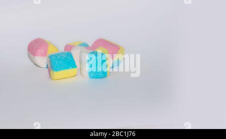 Colorful cylinder shape sweet candies isolated on white background.side view. Stock Photo