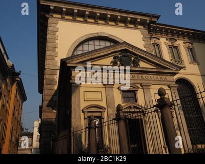 Biblioteca Ambrosiana Historical Library, Milan, Lombardy, Italy, Europe Stock Photo