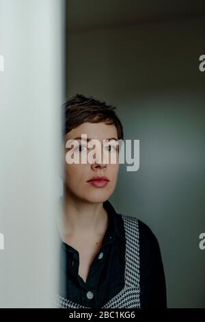Portrait of a short-haired woman Stock Photo