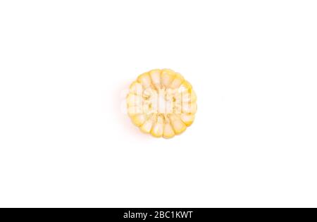 Sweet corn  with leaves set isolated on white background,Creative layout made of corn. Stock Photo
