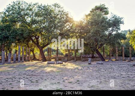 Greece, Olympia, Ruins of ancient palaestra Stock Photo