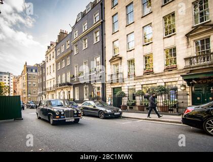 LONDON-  Georgian properties off Berkeley Square, an upmarket area in Mayfair, Westminster Stock Photo