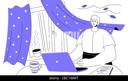 Work from home - colorful flat design style illustration Stock Vector