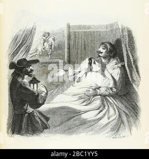 Grandville - Fables de La Fontaine - 09-15 . Le Mari, la Femme et le Voleur. Stock Photo