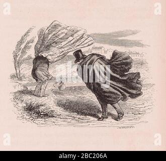 Grandville - Mettre son manteau comme vient le vent. Stock Photo