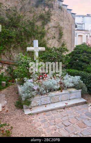 Giverny, France - October 23, 2014: Tomb of French Impressionist Claude Monet,  and family, at The Church of Giverny. Stock Photo