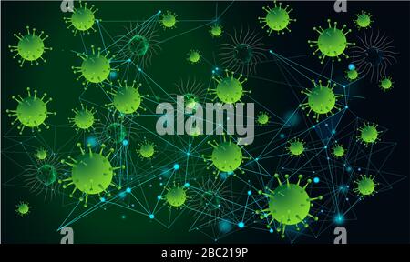 Different types of natural virus on digital background Stock Vector