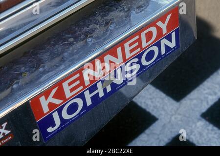 Kennedy/ Johnson bumper sticker on a pick up truck in Austin Texas. 1995 Stock Photo