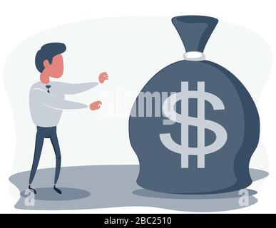Cartoon blind businessmen can not find money lying on the ground. Stock Vector