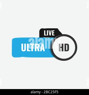 Live ultra HD logo video streaming icon bars design vector template Stock Vector
