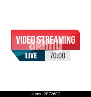Live Streaming Label Vector Template Design Illustration. Live stream label on white background Stock Vector