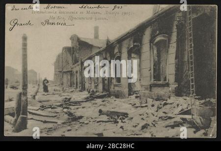 Great Presnia Street, Moscow, in ruins after uprising of December 7-17, 1905 Stock Photo