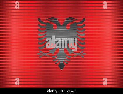 Shiny Grunge flag of the Albania - Illustration,  Three dimensional flag of Albania Stock Vector
