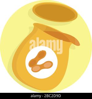 Peanut Butter Simple Flat Illustration with Shadow on Soft Background Stock Vector