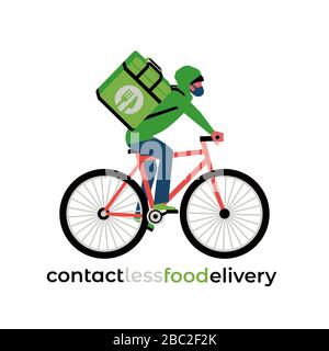 No-contact food delivery rider vector icon Stock Vector