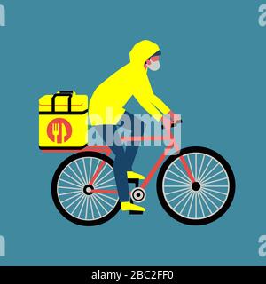 No-contact food delivery rider vector icon Stock Vector