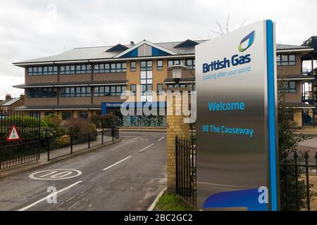 British Gas office, near Staines on Thames. Lakeside, The Causeway, Staines-upon-Thames, Staines TW18 3BF. UK. BG is a subsidiary of Centrica plc. (116) Stock Photo