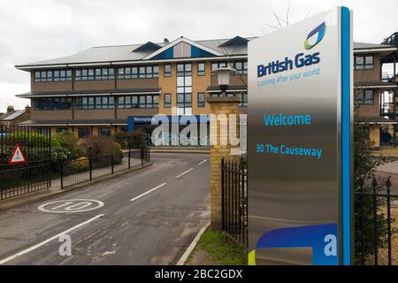 British Gas office, near Staines on Thames. Lakeside, The Causeway, Staines-upon-Thames, Staines TW18 3BF. UK. BG is a subsidiary of Centrica plc. (116) Stock Photo