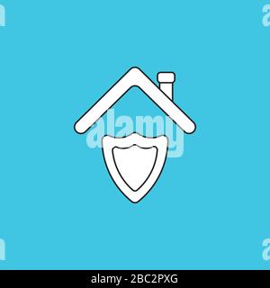 Vector illustration concept of shield guard under roof. Blue background. Stock Vector