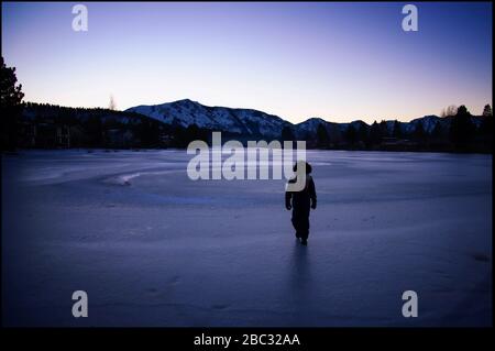 Walking on Ice Stock Photo