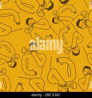 Cough pattern seamless. Pertussis epidemic background. Coughing texture. vector ornament Stock Vector