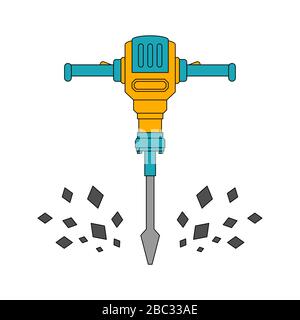 Jackhammer isolated. Road worker tool. vector illustration Stock Vector