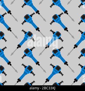 Jackhammer pattern seamless. Road worker tool background. vector texture Stock Vector