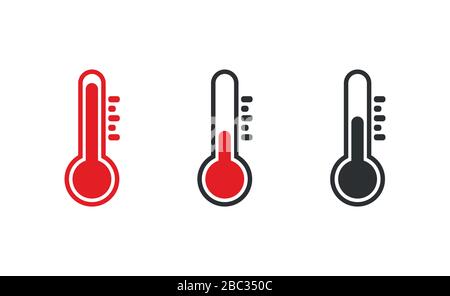 Cartoon flat style Heat thermometer icon shape. Hot Temperature