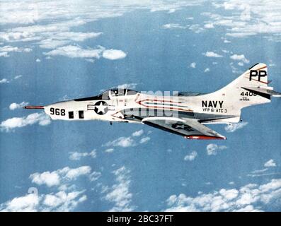 Grumman F9F-8P Cougar of VFP-61 in flight c1957 Stock Photo - Alamy