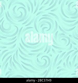 Vector seamless texture in pastel colors on a turquoise background. Smooth arch and curls in linear style. Gel pen. Print for fabrics or wrapping Stock Vector