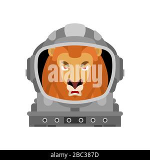 Lion astronaut. Wild beast spaceman. vector illustration Stock Vector