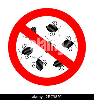 Stop bedbug. Red prohibition road sign. Ban Bed bug Stock Vector