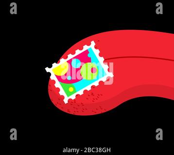 LSD on Tongue. acid mark Drugs vector illustration Stock Vector