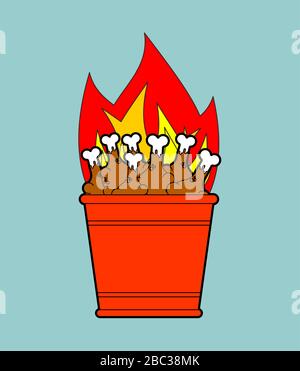 chilli hot fried chicken legs in bucket. vector illustration Stock Vector