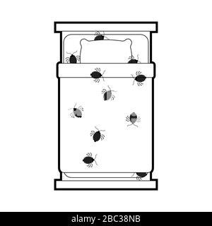 Bedbug in bed. chinch insect vector illustration Stock Vector