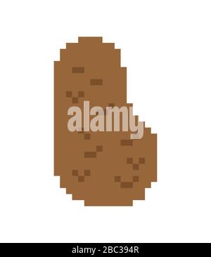 Potatoes pixel art. Potato 8 bit. Pixelate Vegetable. vector illustration Stock Vector