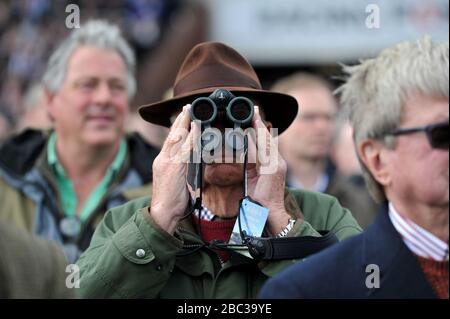 Crowds gather at Cheltenham Racecourse for the 2020 Festival of racing, one of the last big public gatherings under the cloud of coronavirus covid-19 Stock Photo