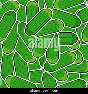 Cucumber pattern seamless. Vegetable background. Cucumbers ornament. vector texture Stock Vector