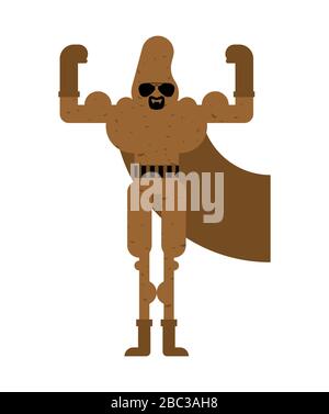 Potato superhero. Super Vegetable in mask and raincoat. Strong potatoes Stock Vector